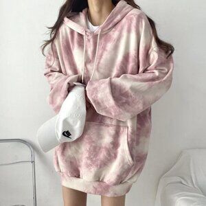 Women's Oversized Pullover Hoodie Dress Tie dye Sweatshirt Jumper Sweater Jacket